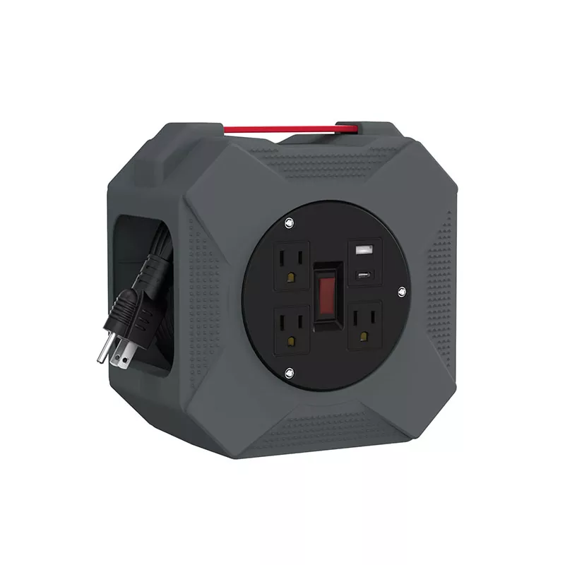 3 आउटलेटहरू Usb2.4a प्लास्टिक कर्ड रील 45ft 3 आउटलेटहरू Usb2.4a प्लास्टिक कर्ड रील 45ft