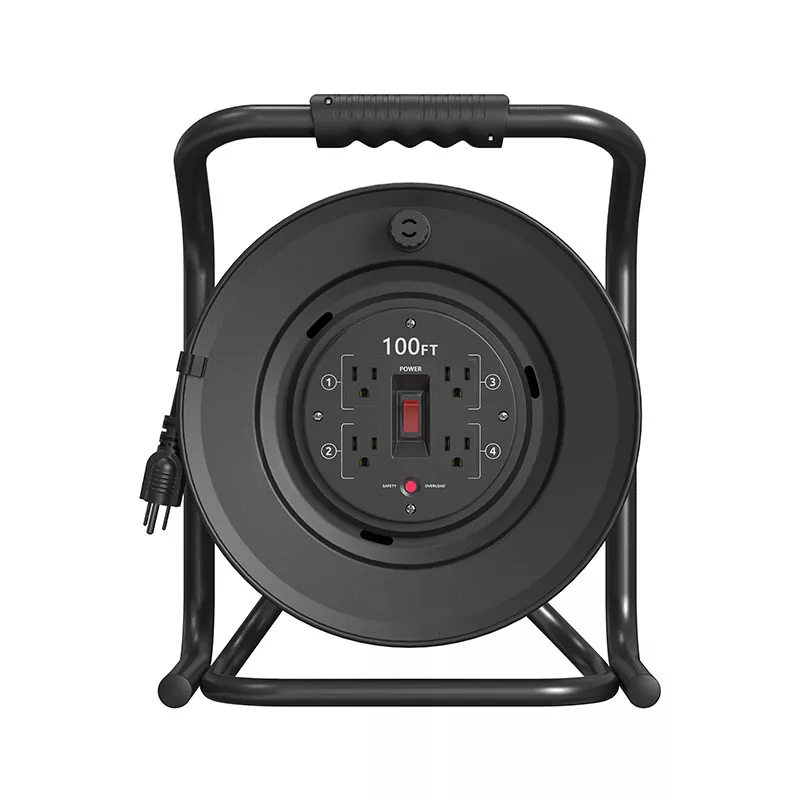 4 आउटलेटहरू प्लास्टिक कर्ड रील 100ft 4 आउटलेटहरू प्लास्टिक कर्ड रील 100ft