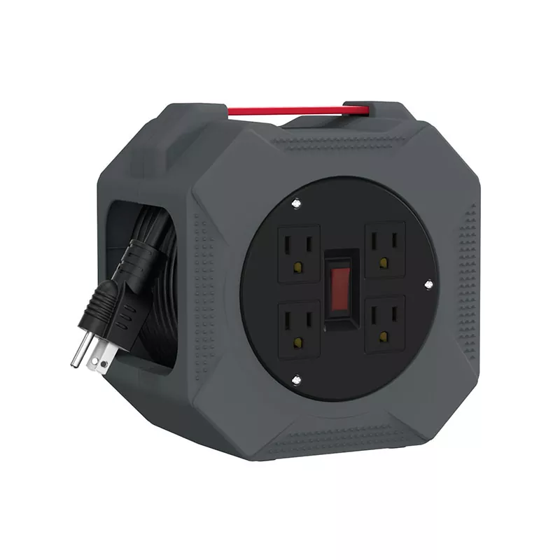 4 आउटलेटहरू प्लास्टिक कर्ड रील 30ft 4 आउटलेटहरू प्लास्टिक कर्ड रील 30ft