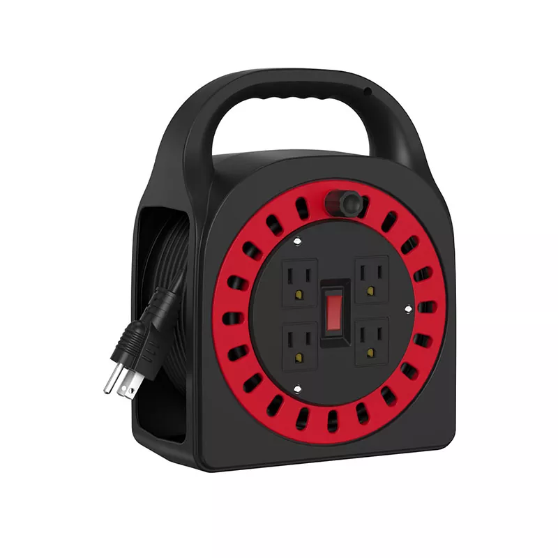 4 आउटलेटहरू प्लास्टिक कर्ड रील 50ft