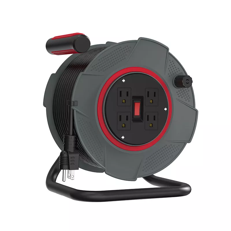 4 आउटलेटहरू प्लास्टिक कर्ड रील 80ft