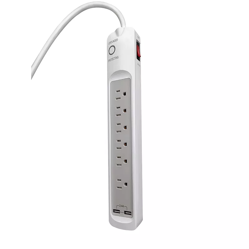 6 आउटलेटहरू USB 2.4a पावर स्ट्रिप